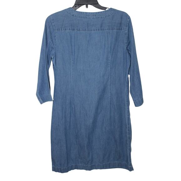 Talbots Denim Blue Lace Up‎ Chest Shift Dress Size 12Petite - Picture 4 of 5